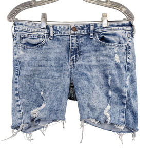 Hollister Juniors Cut Off Jean Shorts Blue Size 7 Distressed Pocket Cotton Blend